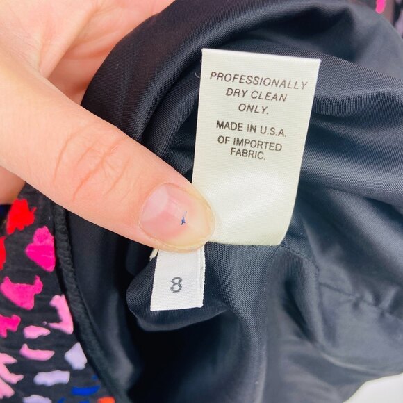 DAVID HAYES Saks Fifth Avenue Vintage 100% Silk Shoulder Pad Shift Dress Size 8 - Picture 8 of 8